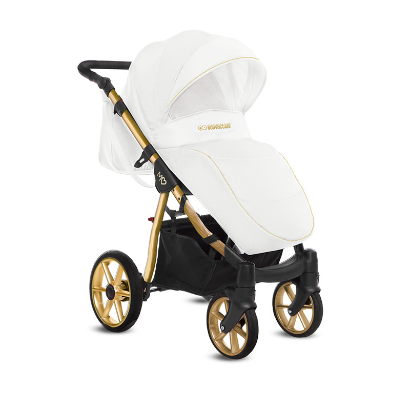 Poussette combinée Mommy - Nacelle Glossy White - Châssis Gold