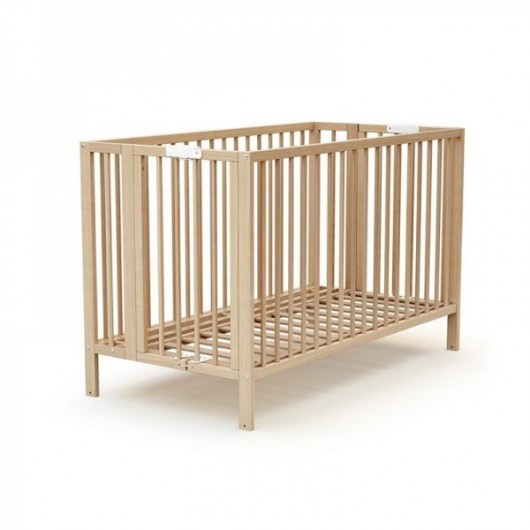 Lit bébé pliant AT4 Confort Hêtre verni 60 x 120