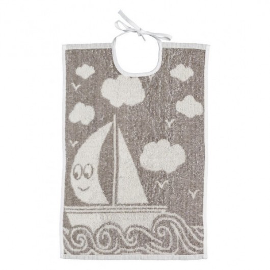 Bavoir à lacettes - 35 x 50 cm - bateau