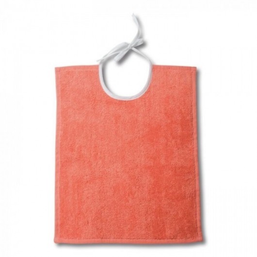 Bavoir à lacettes - 30 x 40 cm - corail