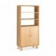 Armoire hauteur 162 cm - Coloris Hetre -  2 étagères ouvertes et 2 portes