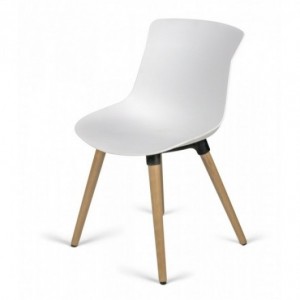 CHAISE PLUM - REUNION/VISITEUR PIED BOIS ET ASSISE COQUE - Blanc