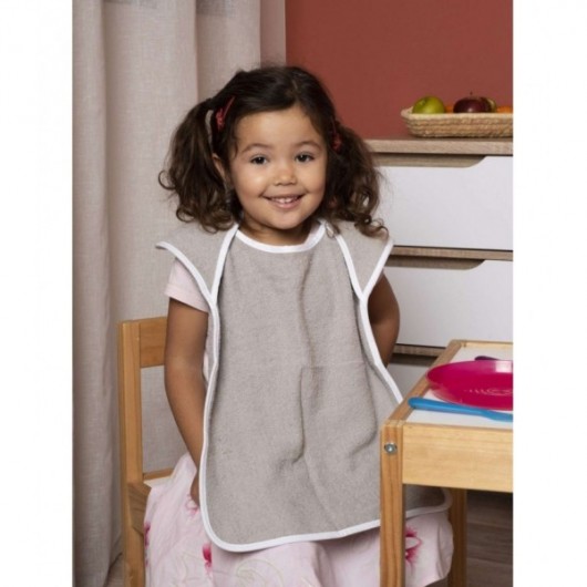 Bavoir encolure américaine 35 X 50 - Gris perle