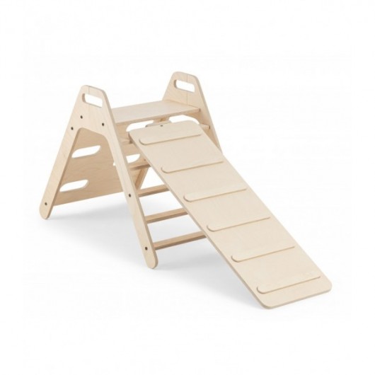 Piky set triangle pikler + toboggan / escalade - Naturel