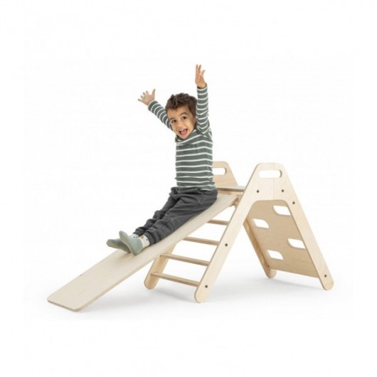Piky set triangle pikler + toboggan / escalade - Naturel