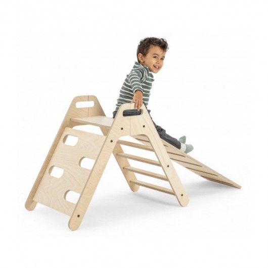 Piky set triangle pikler + toboggan / escalade - Naturel