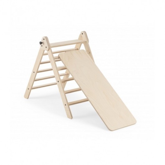 Pikko set triangle pliable pikler + toboggan/escalade - Naturel