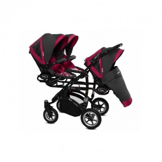 Poussette Triple Trippy Premium Rouge - 3 hamacs + 3 couffins + 3 sièges  auto - Trippy - Cabriole bébé