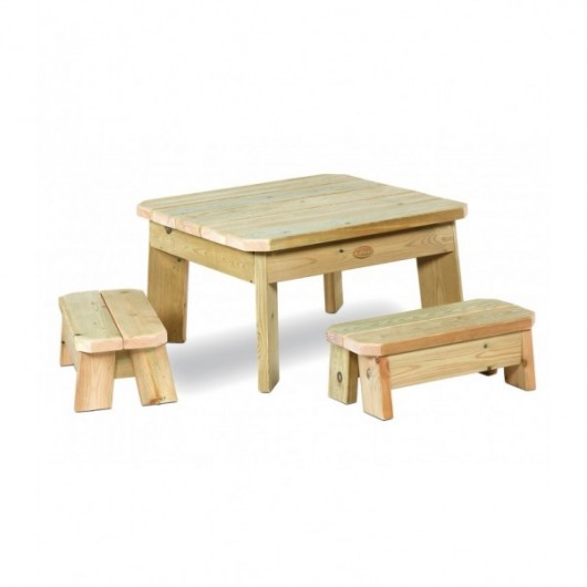 ENSEMBLE TABLE ET BANC CARRÉS - CRÈCHE