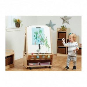 CHEVALET MOBILE TABLEAU BLANC DOUBLE FACE - 2 POSTES