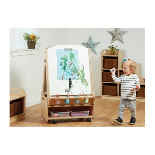 CHEVALET MOBILE TABLEAU BLANC DOUBLE FACE - 2 POSTES