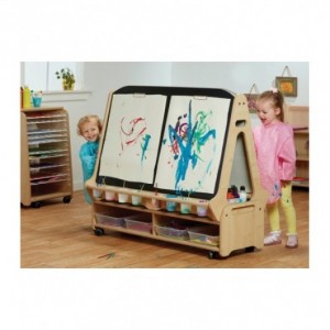 CHEVALET MOBILE TABLEAU BLANC/CRAIE DOUBLE FACE -4 POSTES