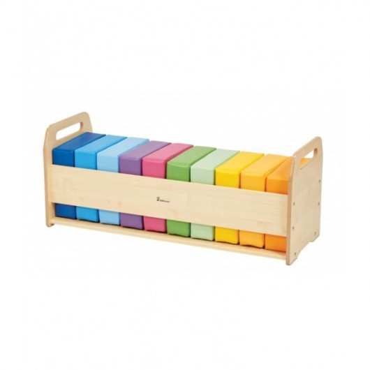 ENSEMBLE DE COUSSINS MOELLEUX ARC-EN-CIEL ET UNITÉ DE RANGEMENT