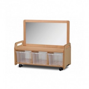 UNITÉ DE RANGEMENT BASSE MOBILE AVEC MIROIR + 3 BACS