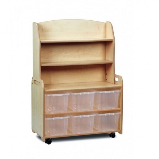 RANGEMENT MOBILE 1 ÉTAGÈRE BASSE + 6 BACS TRANSAPRENT ET 2 ÉTAGÈRES HAUTES