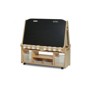 CHEVALET MOBILE TABLEAU BLANC/ NOIR DOUBLE FACE - 4 POSTES MATERNELLE