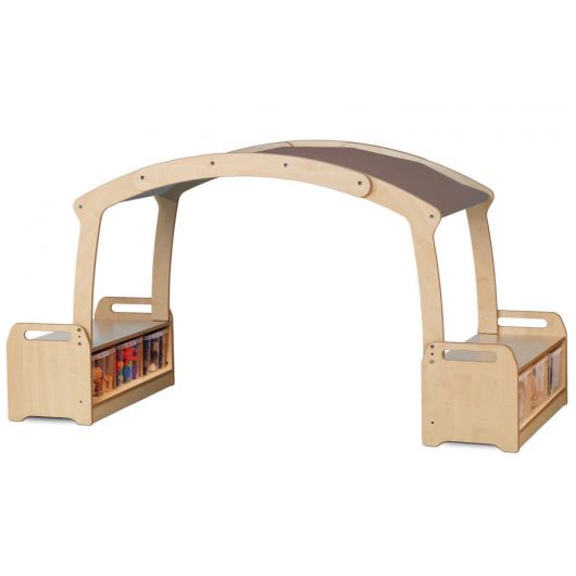 ENSEMBLE KIOSQUE DE LECTURE - 6 BACS - TOIT TAUPE