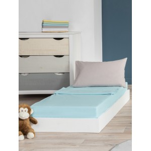 Combi drap matelas 100% coton 50 x 100 - Bleu lagon