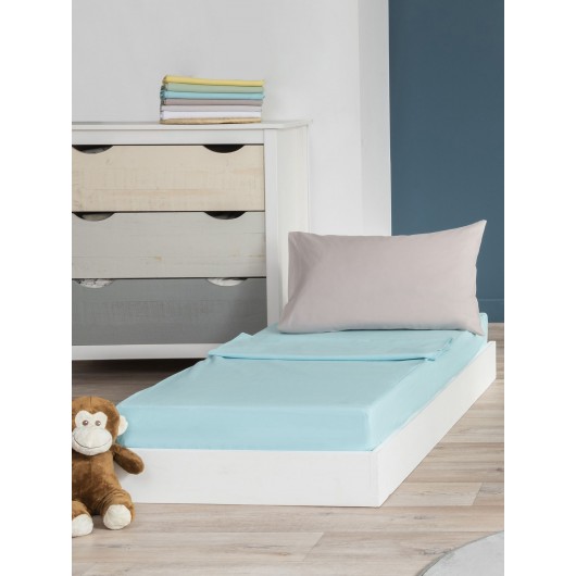 Combi drap matelas 100% coton 50 x 100 - Bleu lagon