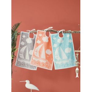 LOT DE 12 Bavoirs à lacettes - 35 x 50 cm - Bateau
