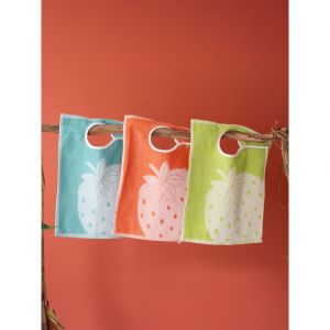 LOT DE 12 Bavoirs à pressions côté - 35 x 45 cm - Fraise