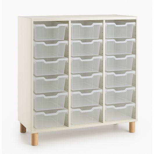 Meuble 18 bacs H114 cm - Mélèze