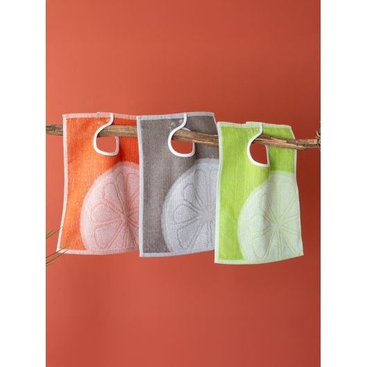 LOT DE 12 Bavoirs à pressions - 30 x 40 cm - Agrume