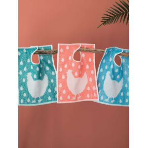 LOT DE 12 Bavoirs à pressions - 30 x 40 cm - Poule