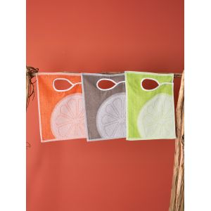 LOT DE 12 Bavoirs à pressions côté - 34 x 40 cm - Agrume