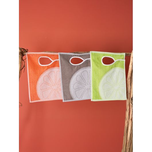 LOT DE 12 Bavoirs à pressions côté - 34 x 40 cm - Agrume