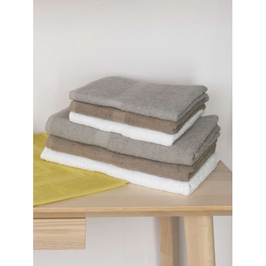 LOT DE 6 Serviettes éponge coton 400g/m² - 50 x 100 - Taupe