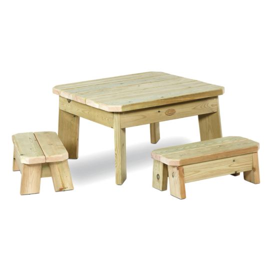 ENSEMBLE TABLE ET BANC CARRÉS - CRÈCHE