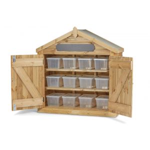 Abri de rangement - 12 bacs transparents