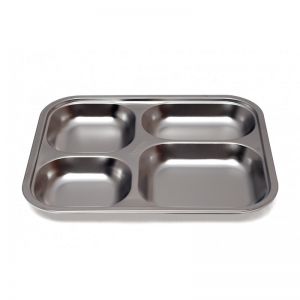 LOT DE 12 - PLATEAU 4 COMPARTIMENTS - INOX L.25 x l.20.5 x h.2.5 cm