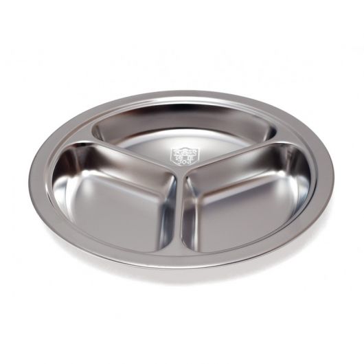 LOT DE 12 - ASSIETTE 3 COMPARTIMENTS - INOX Ø20 x 3 cm