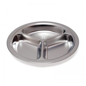 LOT DE 12 - ASSIETTE 3 COMPARTIMENTS - INOX Ø24 x 3 cm