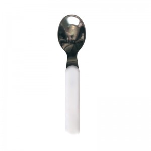 LOT DE 12 - CUILLERE - INOX MANCHE BLANC L.14.2 x l.3.4 x h.0.8 cm