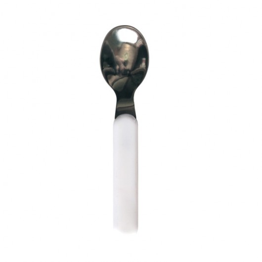 LOT DE 12 - CUILLERE - INOX MANCHE BLANC L.14.2 x l.3.4 x h.0.8 cm
