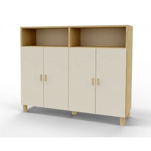 Meuble 4 portes - 2 compartiments ouverts - Bouleau
