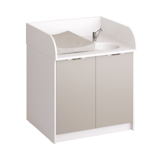 Plan de change compact 1 poste avec vasque et escalier coulissant - L95 cm