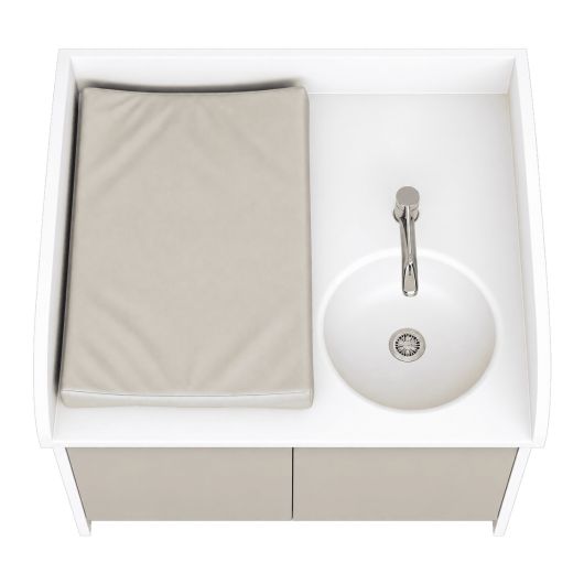 Plan de change compact 1 poste avec vasque et escalier coulissant - L95 cm