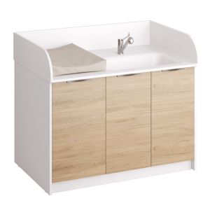 Plan de change 1 poste avec baignoire et escalier coulissant -L130 cm