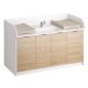 Plan de change 2 postes avec baignoire et escalier coulissant - L175 cm
