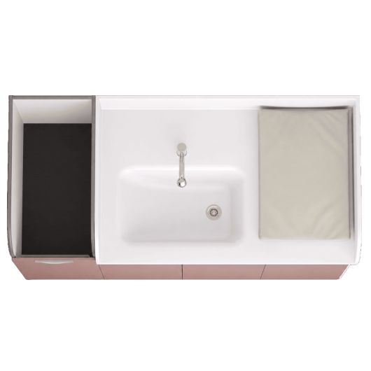 Plan de change 1 poste avec baignoire, escalier coulissant et change debout-L183 cm