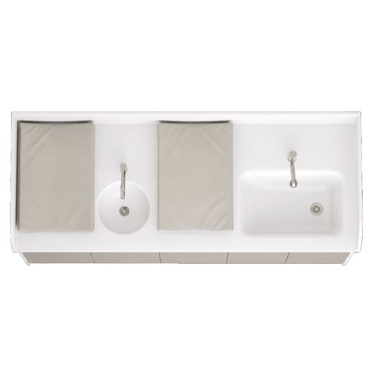 Plan de change 2 postes escalier coulissant central avec baignoire et vasque -L220 cm