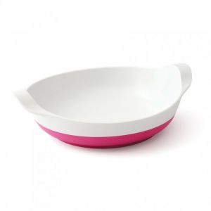 LOT DE 12 - ASSIETTE CREUSE AVEC ANTIDERAPANT FUSHIA - MELAMINE L.21.2 x l.17.6 x h.6 cm