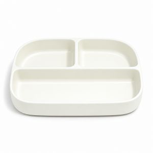 LOT DE 12 - ASSIETTE 3 COMPARTIMENTS RECTANGULAIRE- PLA BLANC L.20.3 x l.18.6 x h.2.9 cm
