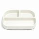 LOT DE 12 - ASSIETTE 3 COMPARTIMENTS RECTANGULAIRE  - PLA BLANC L.20.3 x l.18.6 x h.2.9 cm