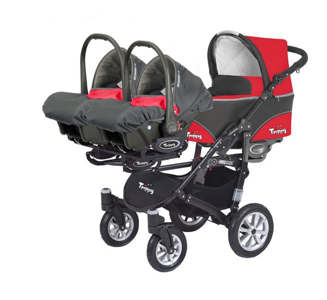 Poussette Triple Trippy Premium Verte - 3 hamacs + 3 couffins + 3 sièges  auto - Trippy - Cabriole bébé